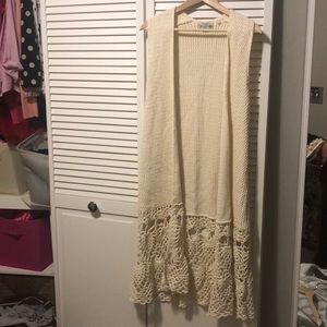 Anthro crochet sweater vest duster